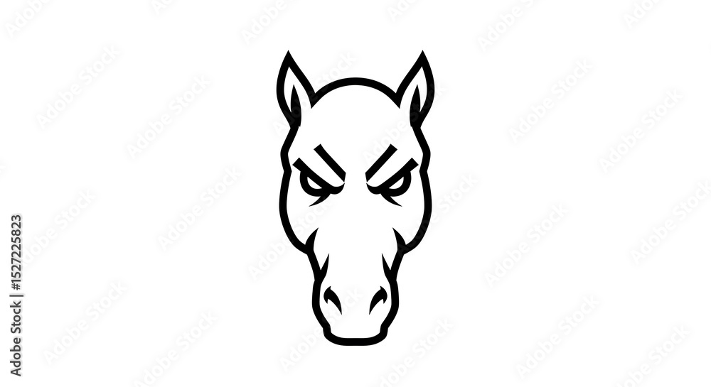 Obraz premium vector art line of angry horse muscle gentle with fire effect and siluet effect suitable for mockup and logo product of team isolated white background