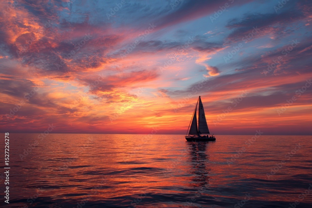 Fototapeta premium Sailboat at Sunset