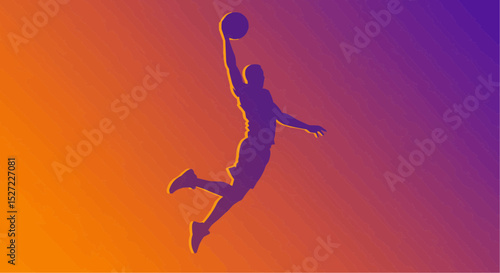 Jumping silhouettes of athletes playing soccer basketball and running at sunset