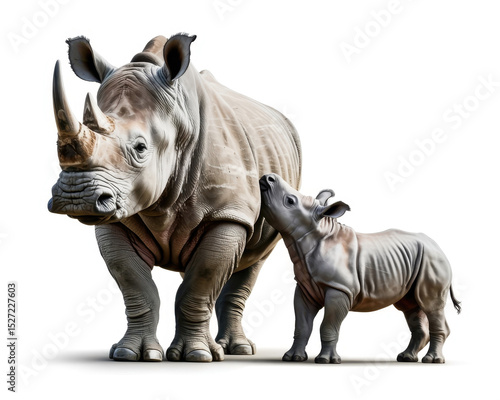 Rhinos in nature with baby rhino