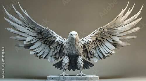 A majestic eagle sculpture with detailed plumage.