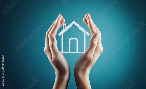Hands protecting a home symbol