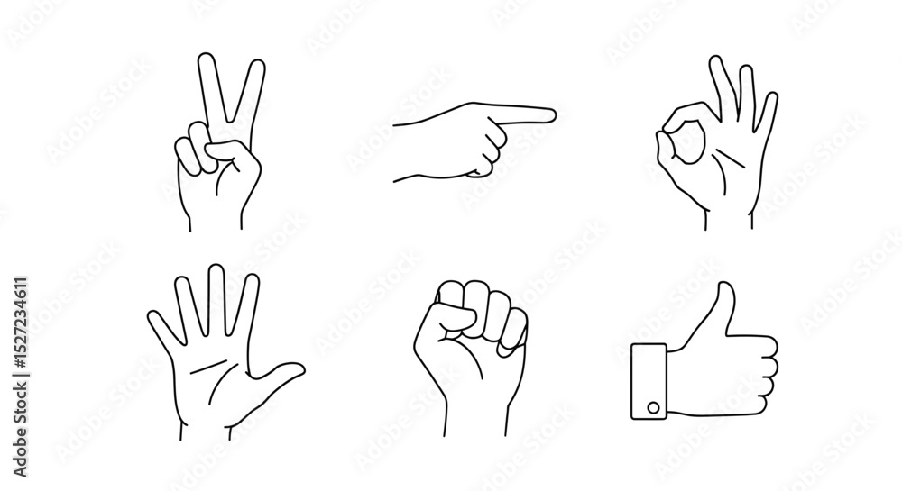 Fototapeta premium Various Hand Gestures and Symbolic Hand Positions