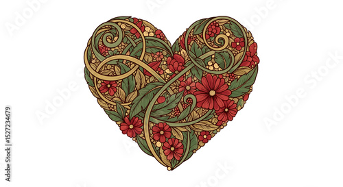 Floral Heart Shaped Artwork with Nature Inspired Design