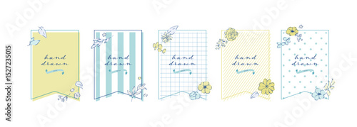 線画の草木イラスト。夏の草木のポストカード背景。夏のベクターおしゃれフレーム素材。Line drawing grass and trees illustration. Summer plants and trees postcard background. Summer vector stylish frame material.