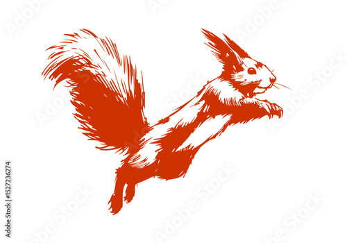 Red squirrel hand drawn sketch vector illustration