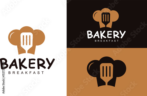 Spatula with Bread Bakery Logo Design Template. Suitable for Restaurant, Breakfast, Bakery, Pastry Shop, Bistro, Cafe, Home Baking Business, Sandwich Store, etc