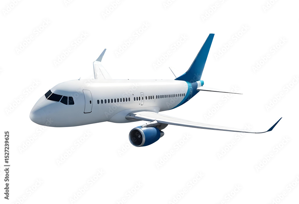 White airplane flying on a transparent background White airplane flying on a transparent background