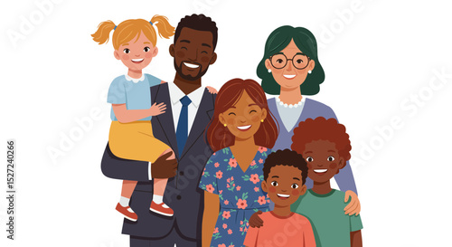 Diverse family illustration multigenerational african american family happy family portrait grandparent parent child