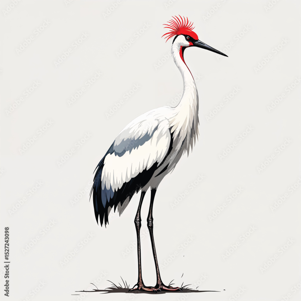 Obraz premium crowned crane bird vector illustration isolated