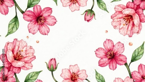 Delicate watercolor blooms, repeating pattern, textile, watercolor