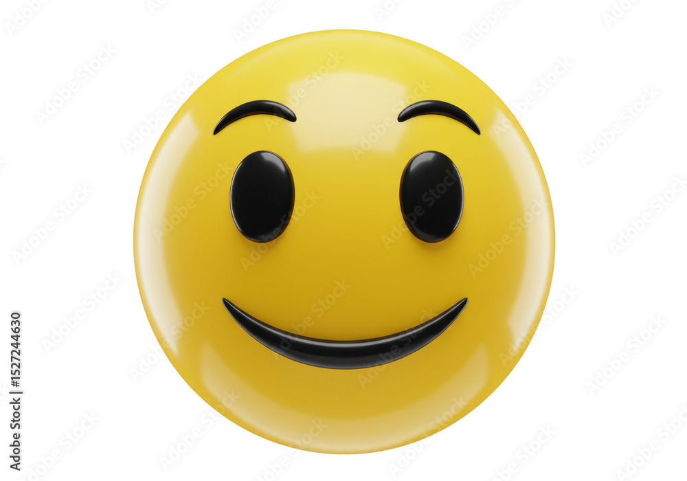 Fototapeta premium Yellow smiling face emoji isolated on transparent background