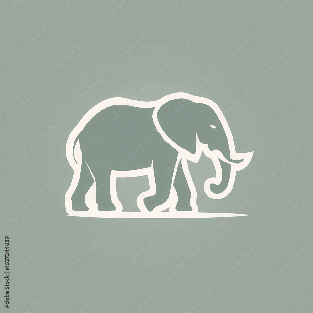 Obraz premium Silhouetted elephant design on a muted background.