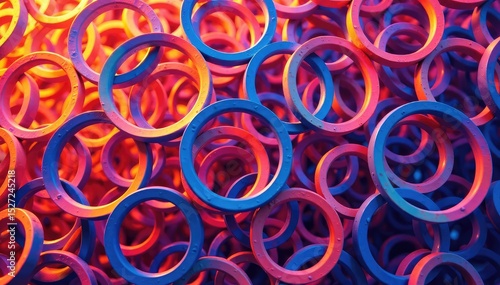 Interlocking circles creating a seamless repeating texture , modern, black