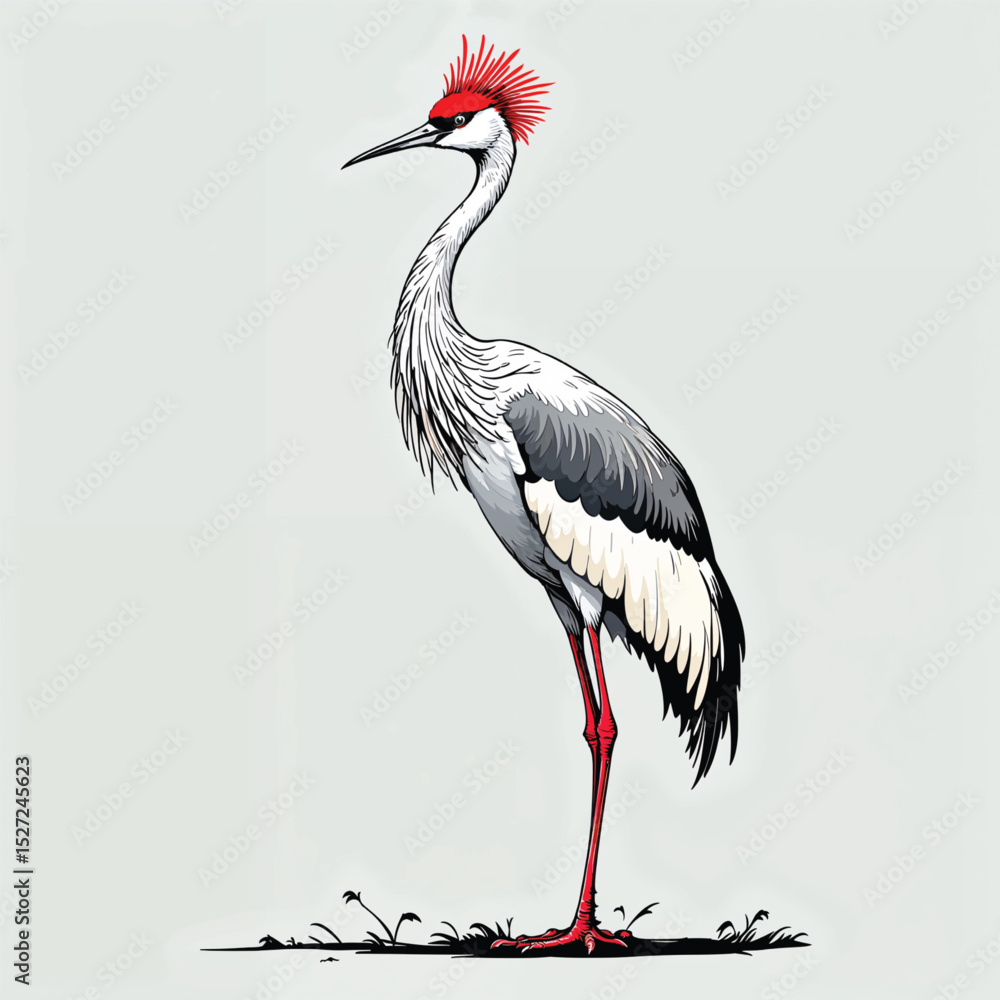 Fototapeta premium crowned crane bird vector illustration isolated