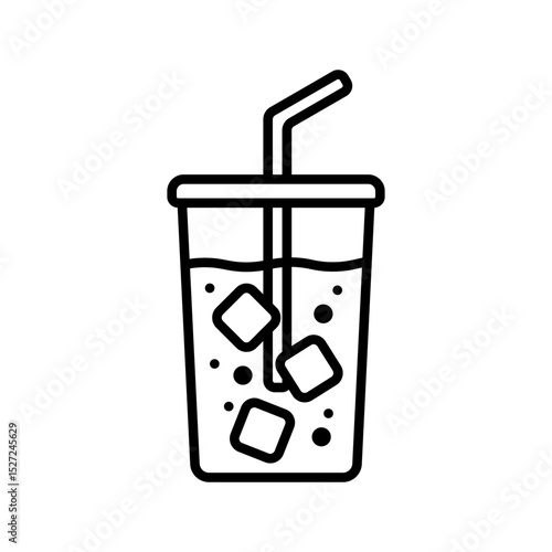Soda drink icon with line style. Editable stroke design