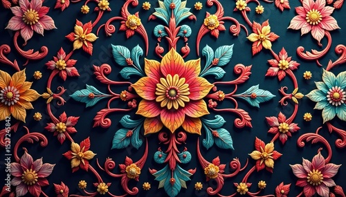 Intricate floral damask textile, rich textures , textile, wallpaper, ivory