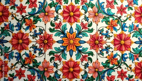 Intricate floral textile design, repeating seamlessly , design, floral