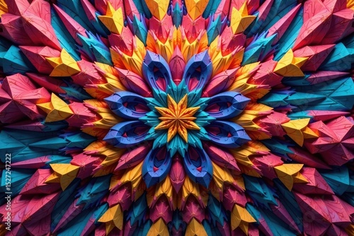 Intricate tessellation of colorful geometric shapes , design, square, visual