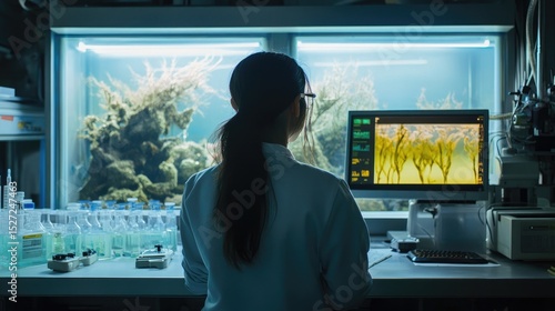 Marine Biologist Studying Algae Growth in a Controlled Environment