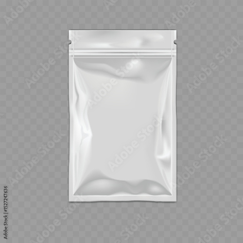 Blank Stand-Up Zipper Pouch Mockup - Food Packaging Bag. Vector