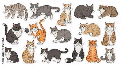 Adorable Collection of Cute Cartoon Cats Perfect for Pet Lovers and Digital Designs