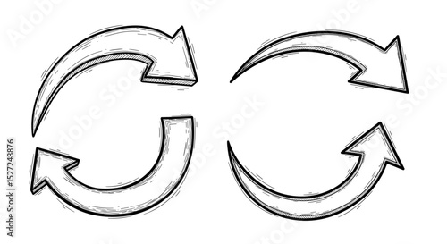 Arrows Pointing in Opposite Direction Sketch Illustration