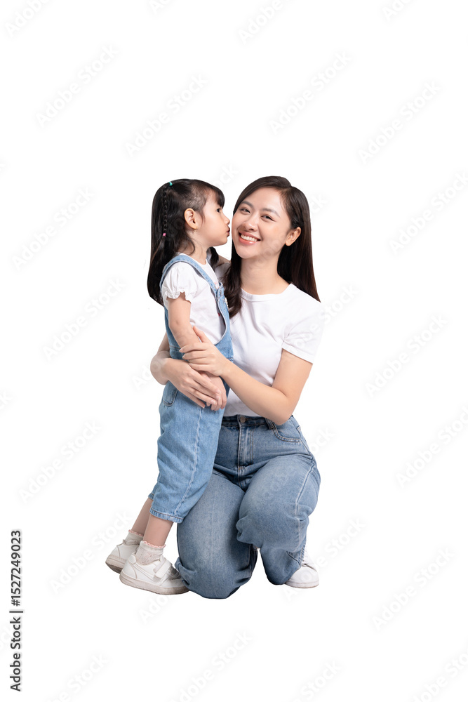 Full body of Asian mother and daughter posing on PNG background
Full body of Asian mother and daughter posing on PNG background