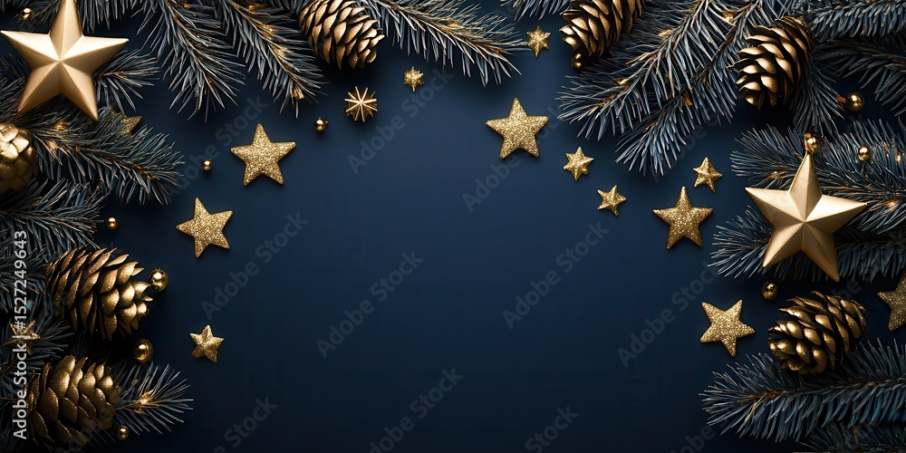 Naklejka premium Festive Gold and Blue Winter Holiday Background