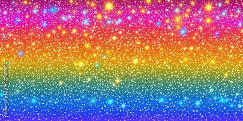 Sparkling Rainbow Glitter Background with Stars