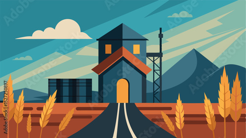A sense of stillness and emptiness permeates the air as one gazes across the closed grain depot a stark contrast to its former role as a vital lifeline for the community and its. Vector illustration