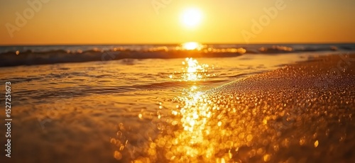 Wallpaper Mural Golden Hour Sunset Beach Ocean Waves and Sand Torontodigital.ca