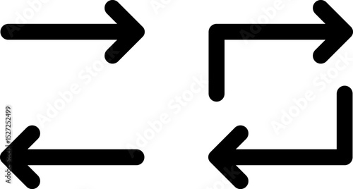 Refresh, Exchange, Recycle, Repeat & Reload Icons Set with Sync Arrow Rotation. Editable Stroke Outline Style for UIWeb Elements