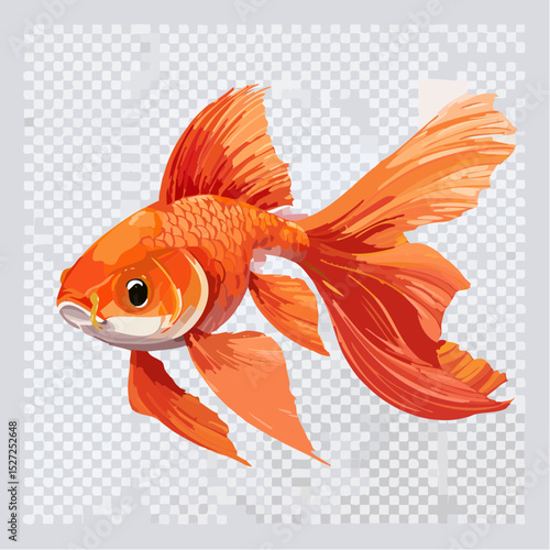 金魚の背景透過アニメ風ベクター素材