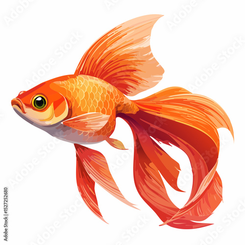 金魚の背景透過アニメ風ベクター素材