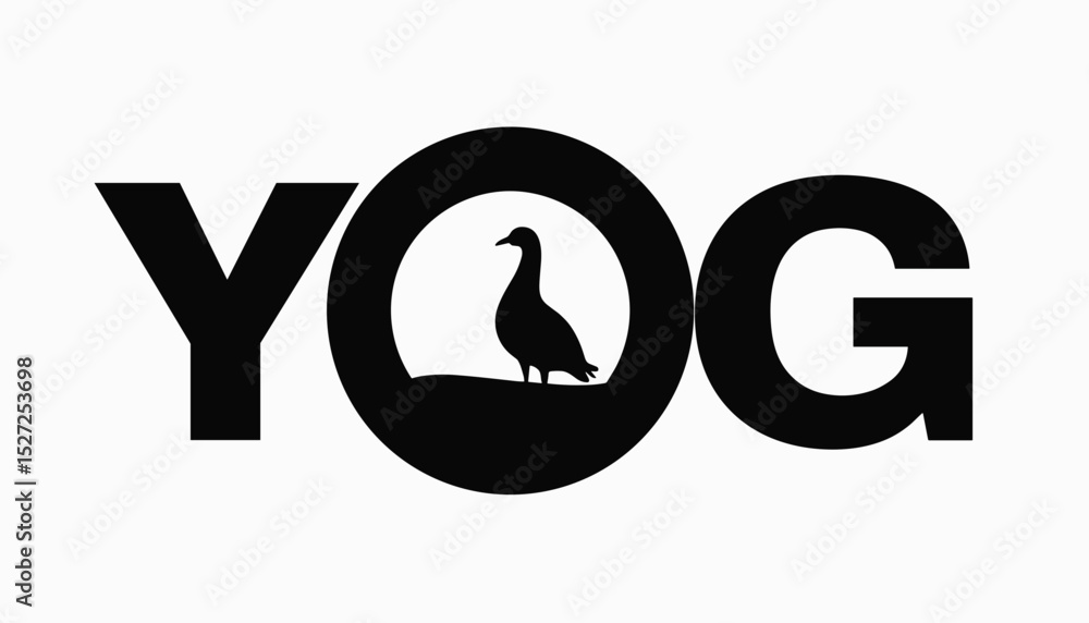 Obraz premium Logo design featuring a duck silhouette within a circular shape 
