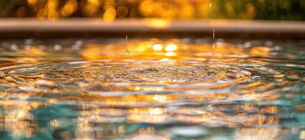 Obraz premium Golden Sunset Reflections on Water Surface with Ripples