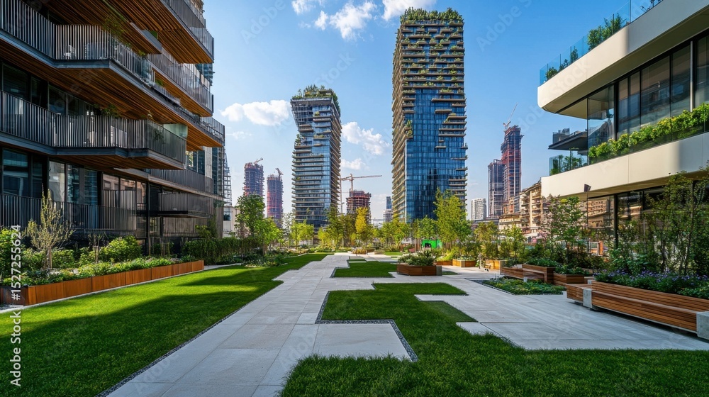 Obraz premium Modern Urban Oasis Green Living in the City.