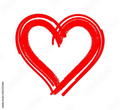 Red Heart shapes on white background. Hand drawn Heart doodle sketch, Scribble romance and love symbol, elements decorative vector illustration	