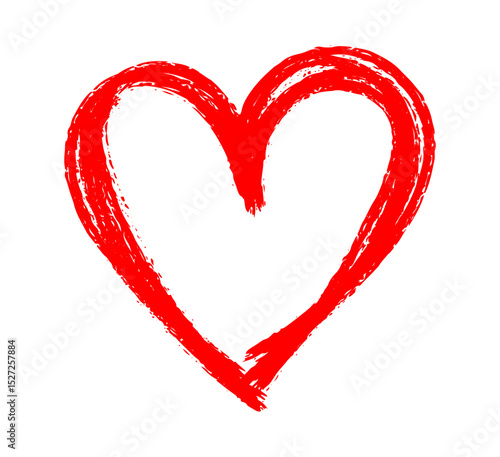 Red Heart shapes on white background. Hand drawn Heart doodle sketch, Scribble romance and love symbol, elements decorative vector illustration	