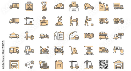 Comprehensive Collection of 50 Truck Icons A Versatile Asset for Transportation and Logistics Projects Downloadable Vectors and Graphics