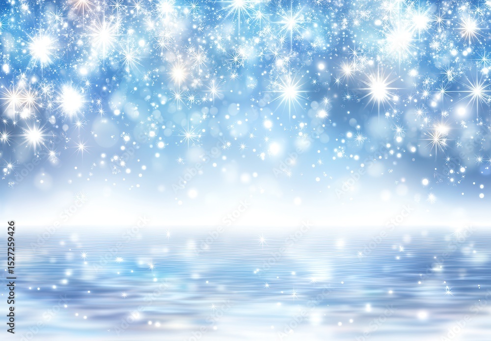 Fototapeta premium Sparkling Winter Scene Shimmering Stars and Calm Water