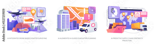 AI Solutions for Crisis Planning abstract concept vector illustrations.
