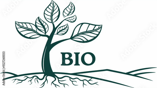 Organic Growth Bio Plant Illustration, Sustainable Nature Graphic