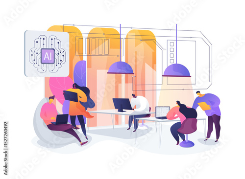 Smart Office Lighting for Productivity abstract concept vector illustration.