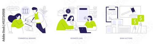 Bank services for business isolated cartoon vector illustrations se