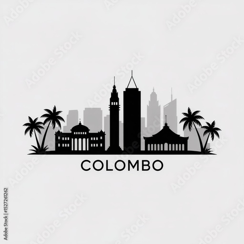 Colombo Skyline Silhouette — Coastal Sri Lankan City Vector Illustration