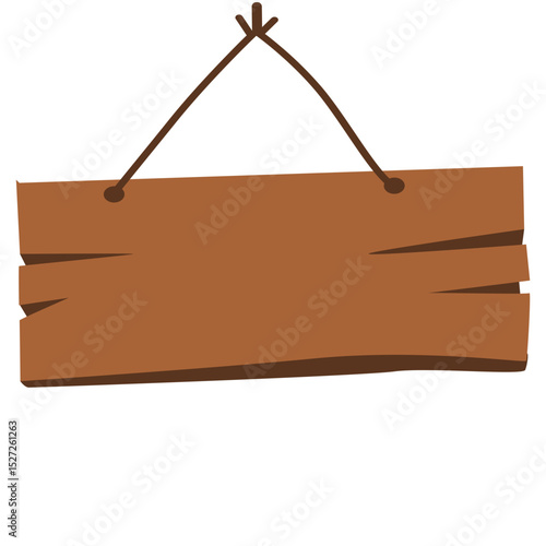 Dark brown hanging wood sign with plank texture and simple rope, ideal for rustic themes, adventure games, or natural signage designs.

