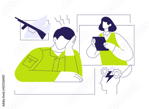 Post-traumatic stress disorder abstract concept vector illustration.