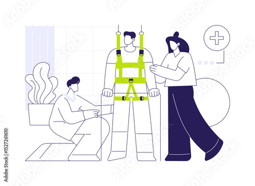 Spinal cord injury rehabilitation abstract concept vector illustration.